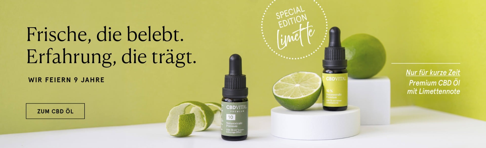 Wir feiern 9 Jahre CBD VITAL - entdecken Sie das CBD-&Ouml;L Limette als Limitierte Edition